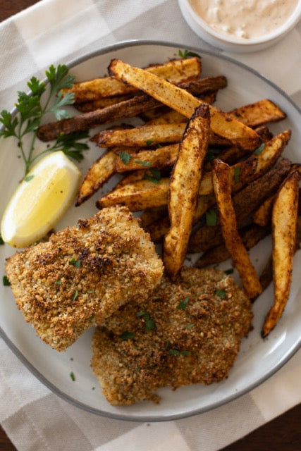 Air Fried Fish and Chips with Tartar Sauce