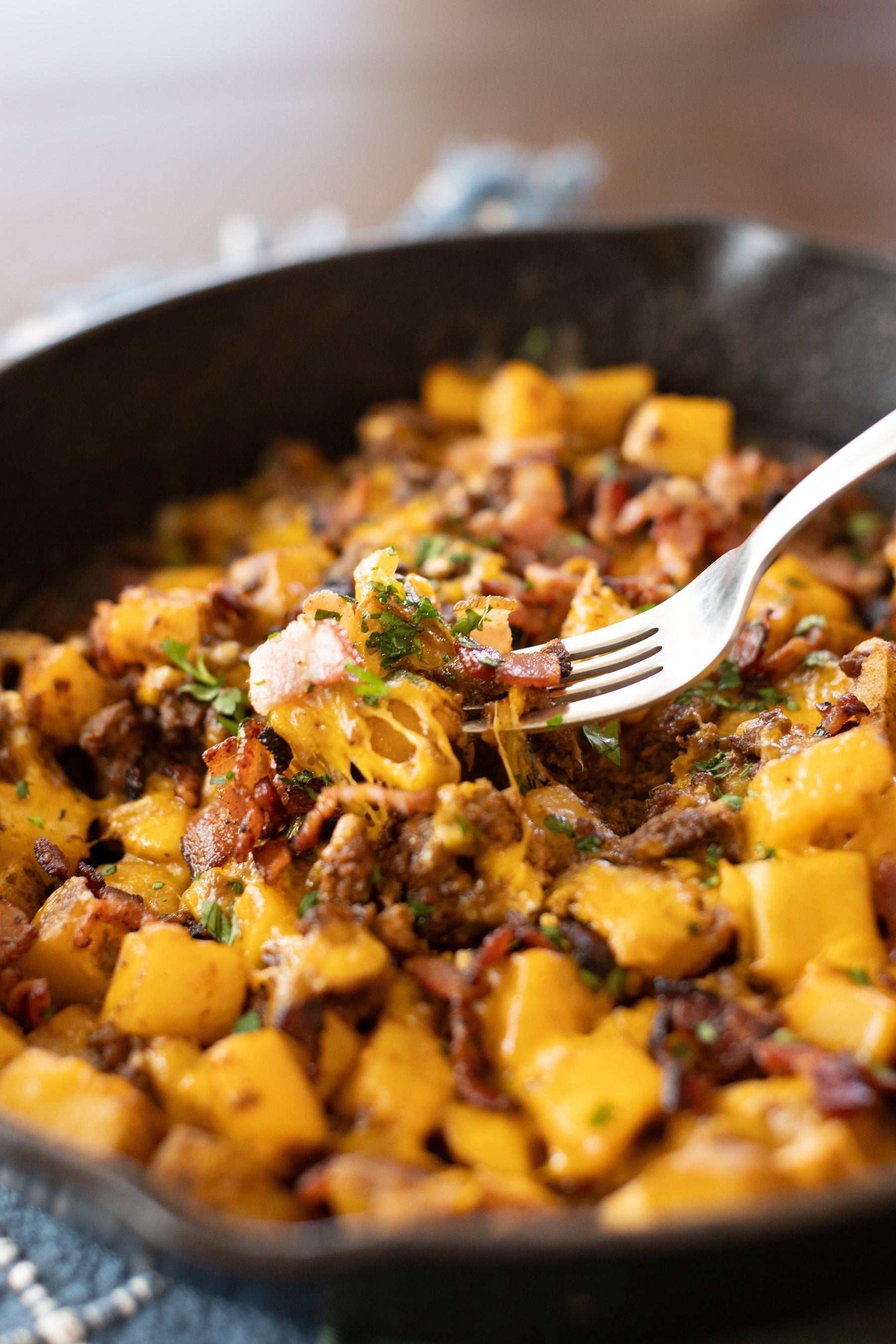 Cheesy Beef & Potato Skillet
