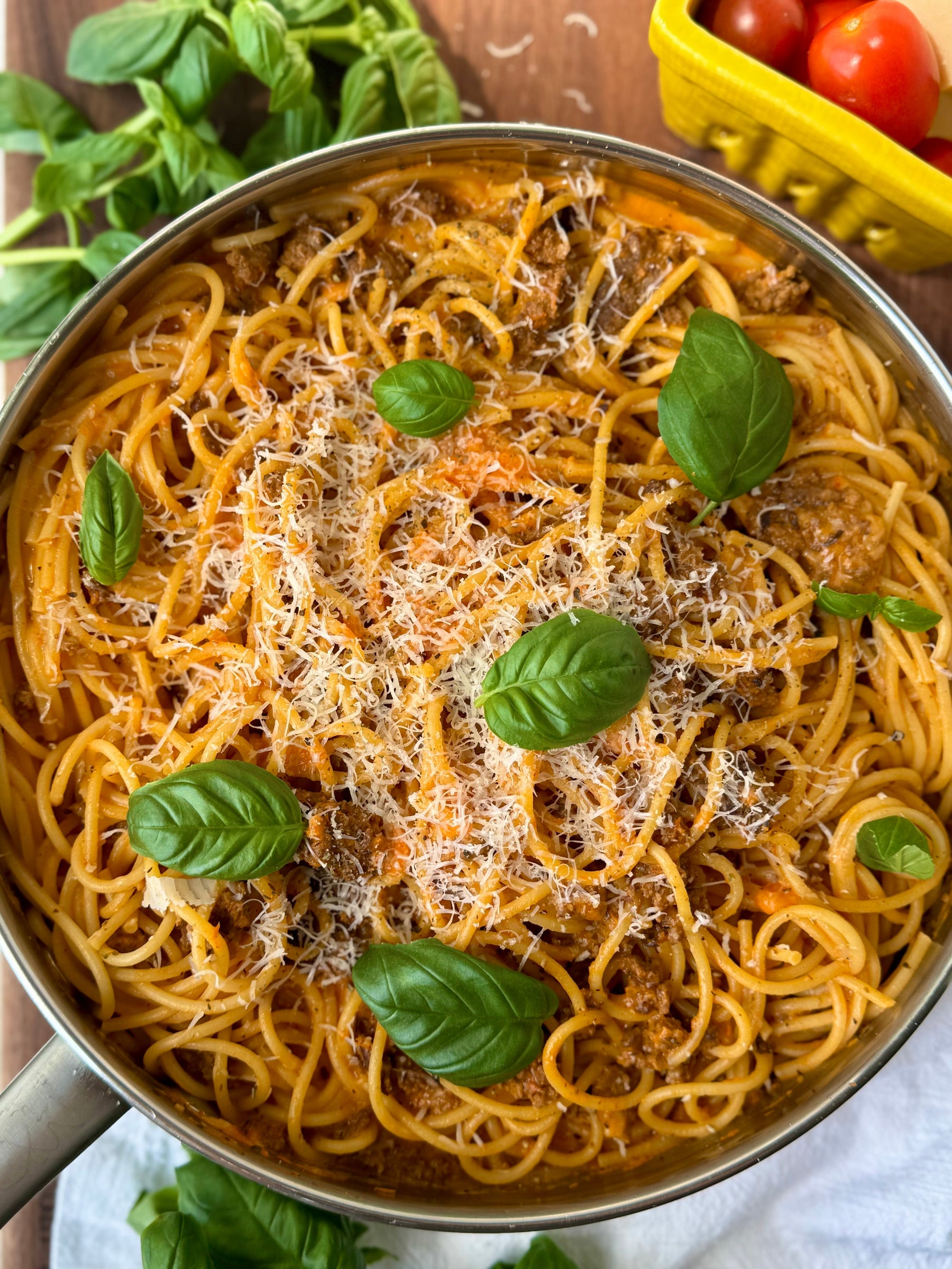 Cherry Tomato and Ground Beef Pasta