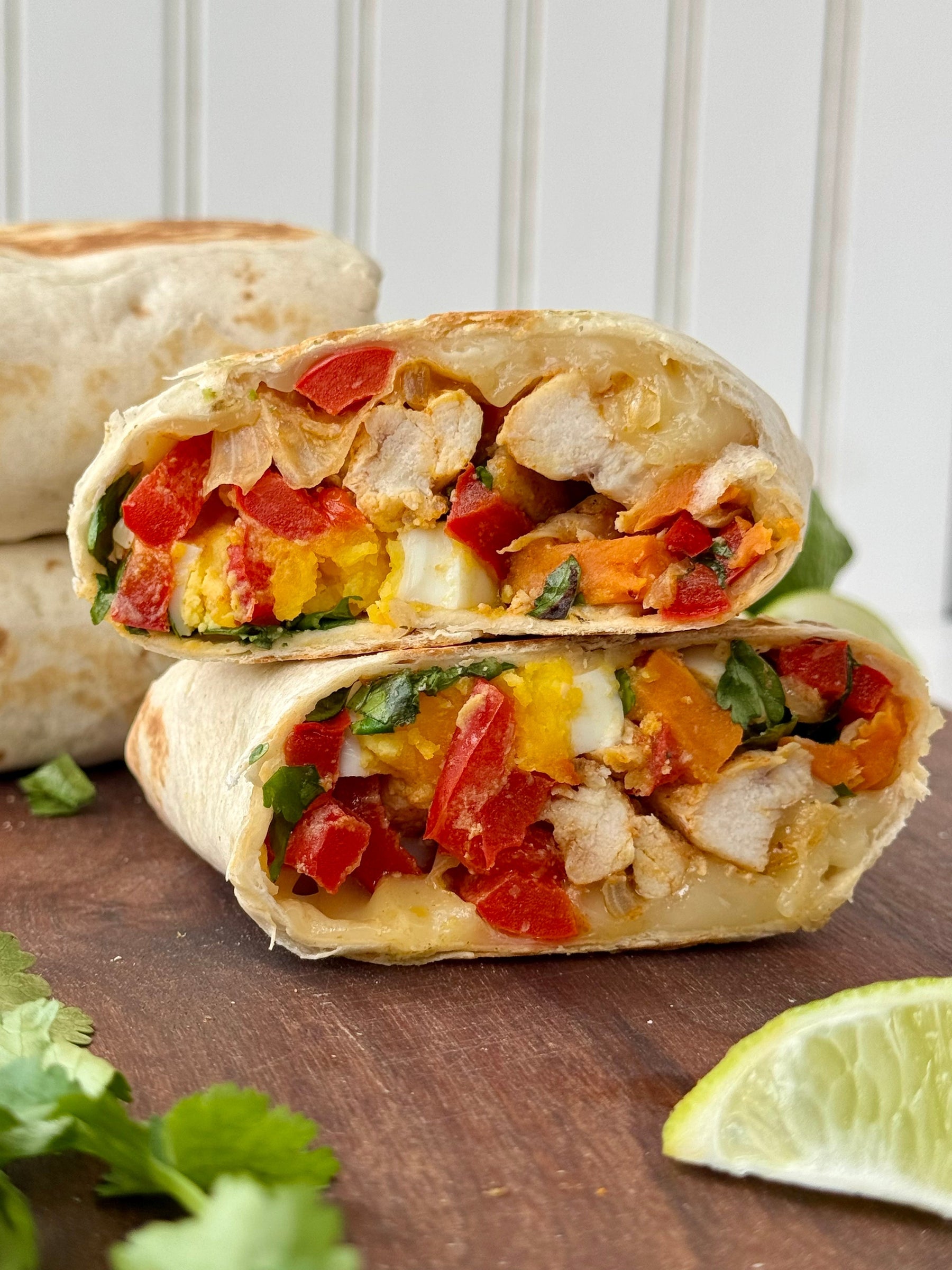 Chicken and Sweet Potato Breakfast Burritos