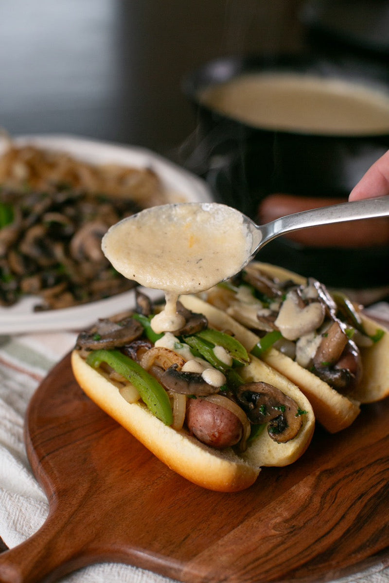 Smothered Philly Cheese Brats