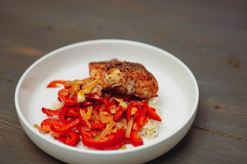 Seared Halibut with Mushrooms and Serrano Peppers