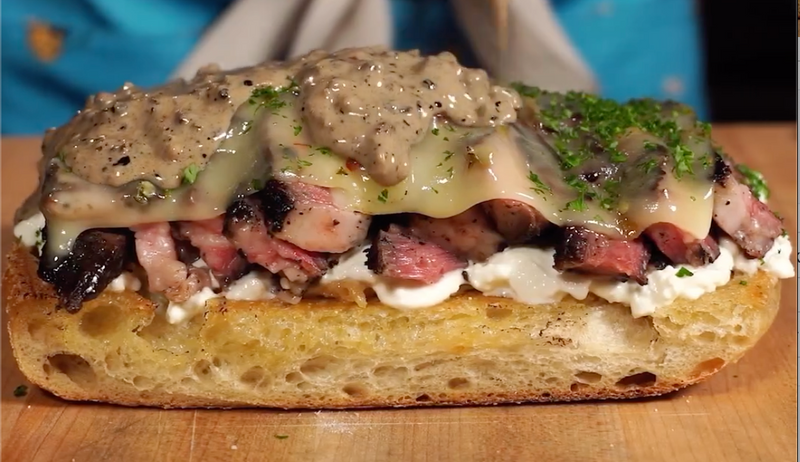 Steak Au Poivre Sandwich made with Black Angus Ribeye