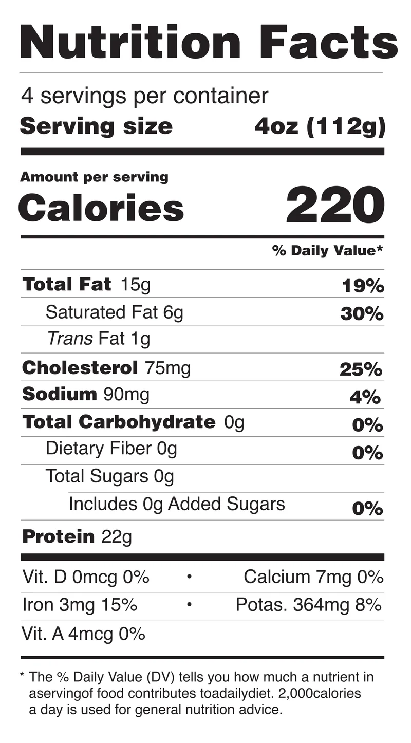 Beef Diced Steak nutrition facts
