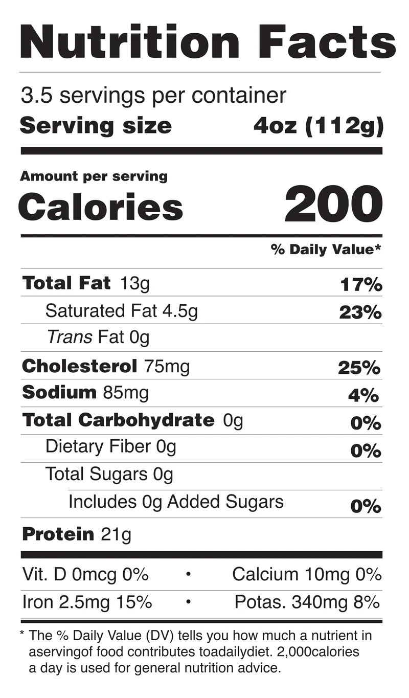 Flat Iron Steaks nutrition facts