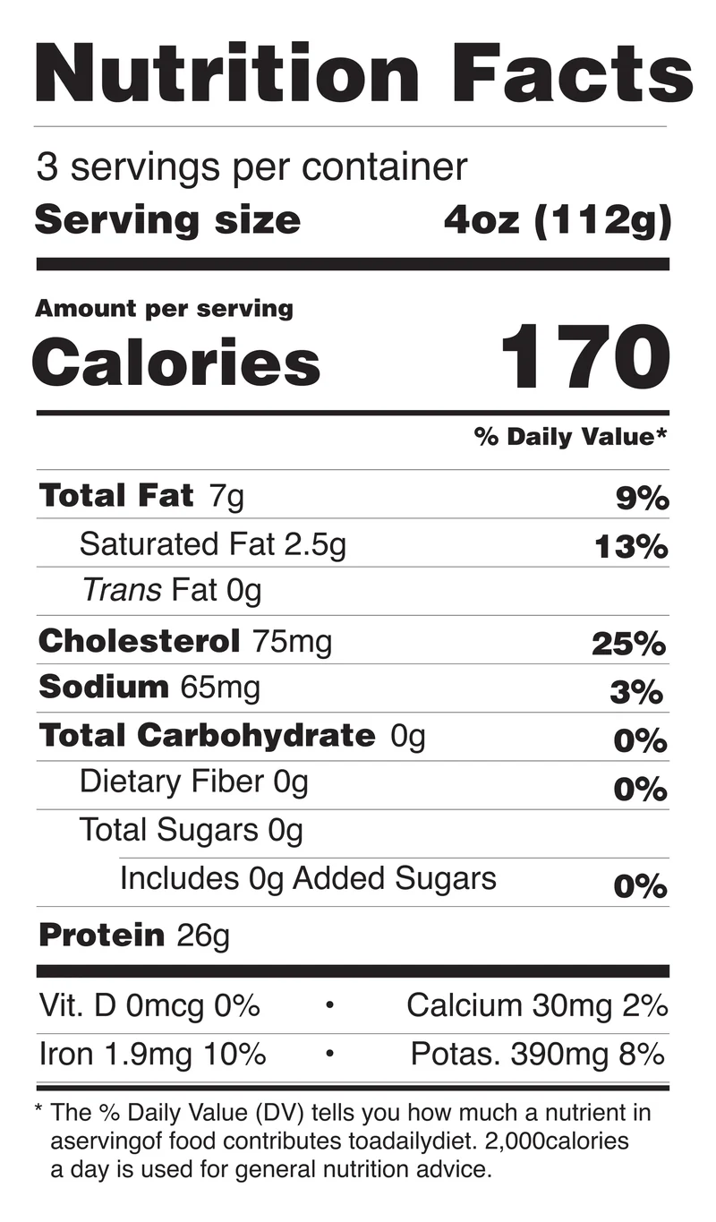 New York Strip nutrition facts