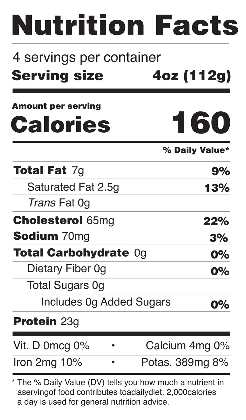Ranch Steaks nutrition facts