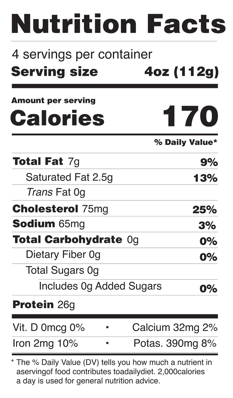 Thick-Cut Bone-In New York Strip nutrition facts
