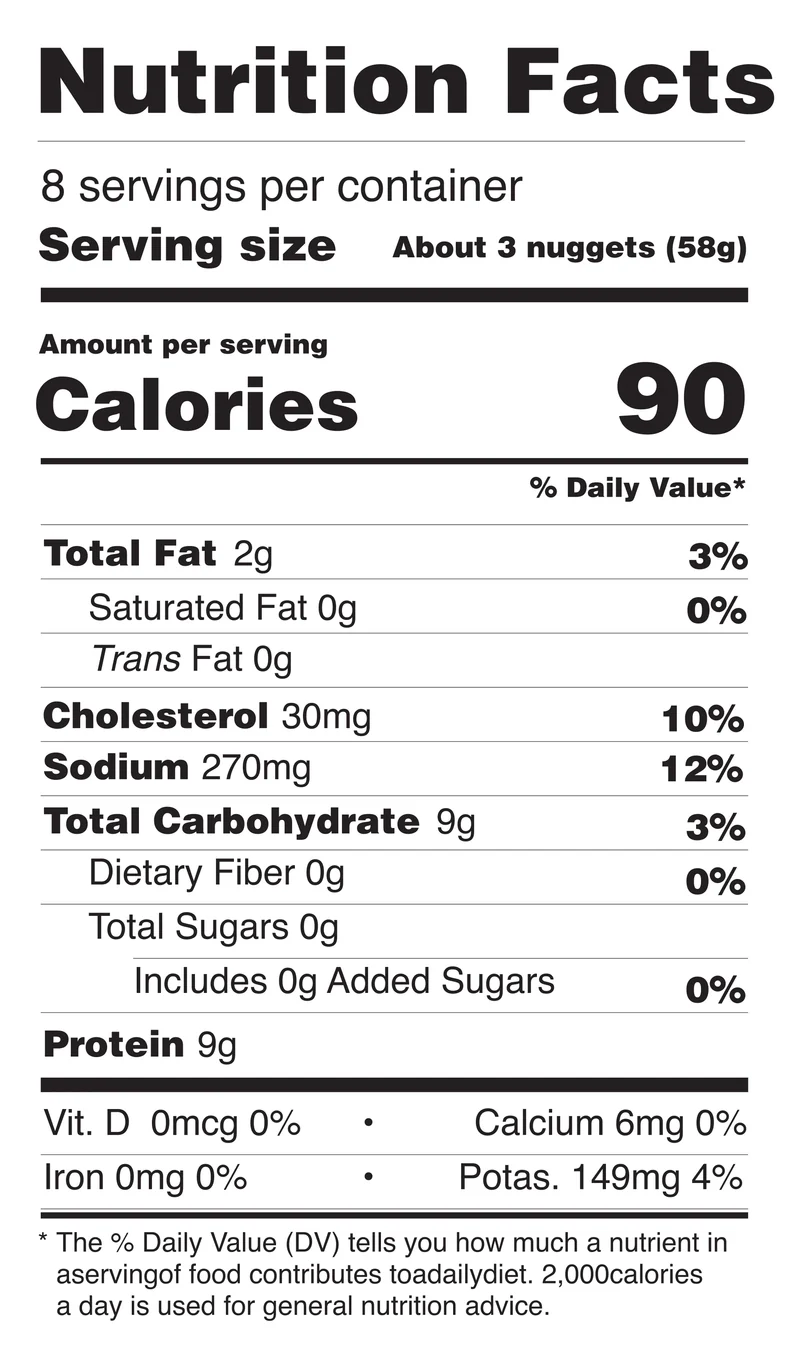 Seed Oil Free Chicken Nuggets nutrition facts