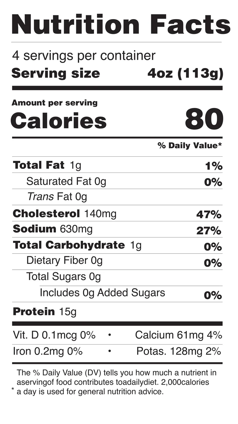 Wild-Caught Gulf Shrimp nutrition facts