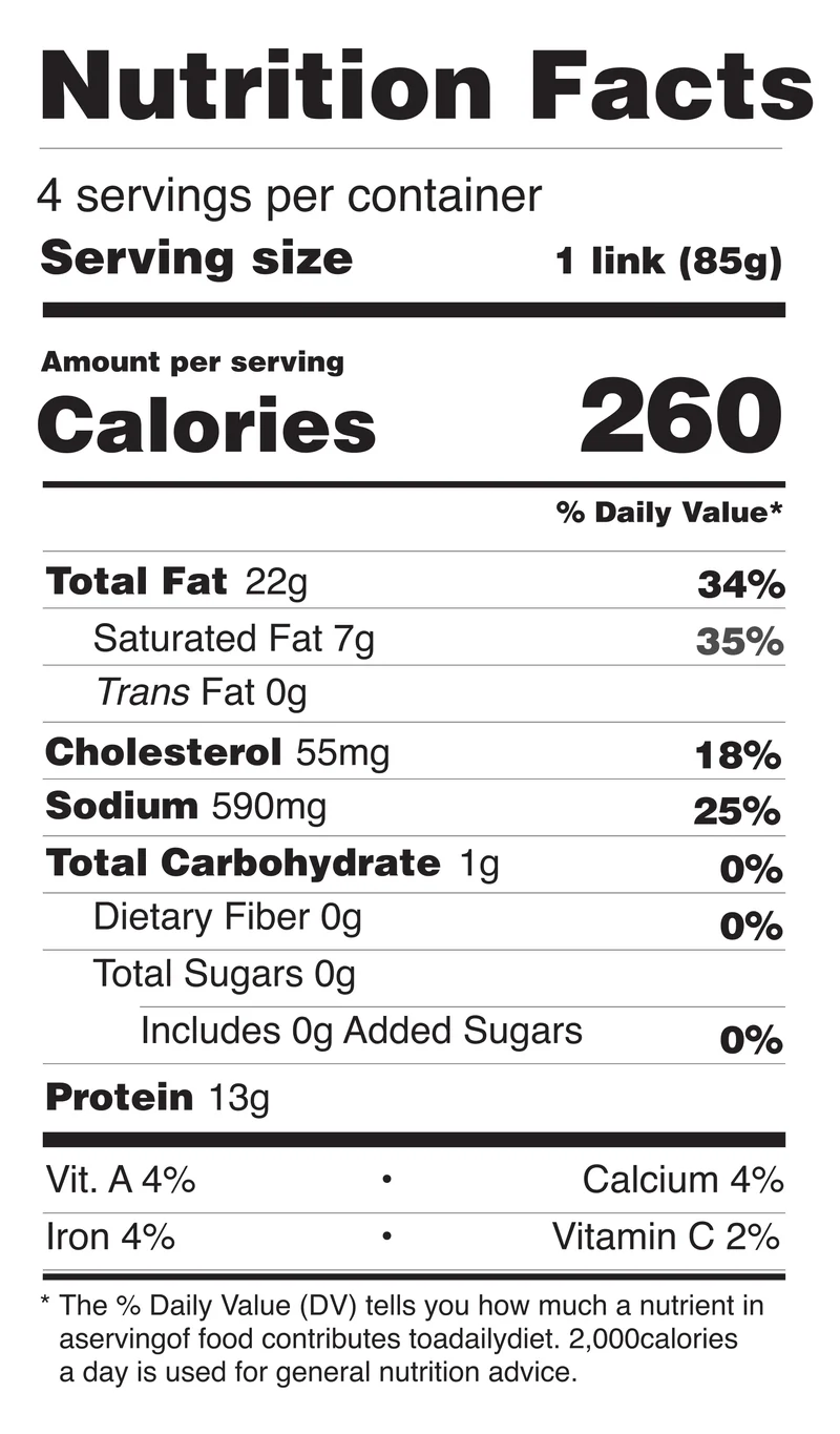 Italian Sausage nutrition facts