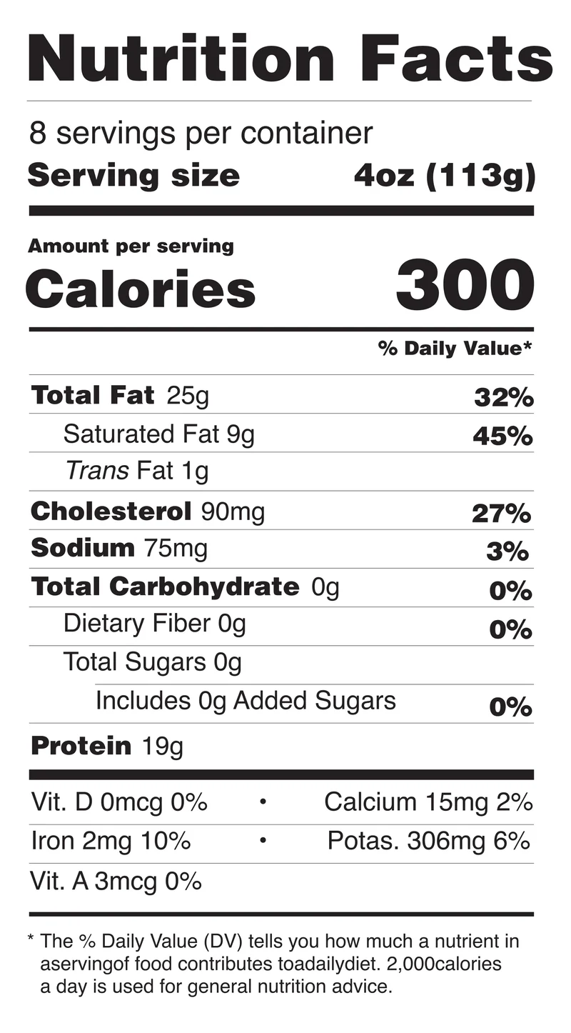 Beef and Pork Meatball Mix nutrition facts