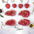 The King-Cut Box features four filet mignons, two thick-cut ribeyes, and two thick-cut NY strips. The best steaks in America - ready for delivery straight to your door.