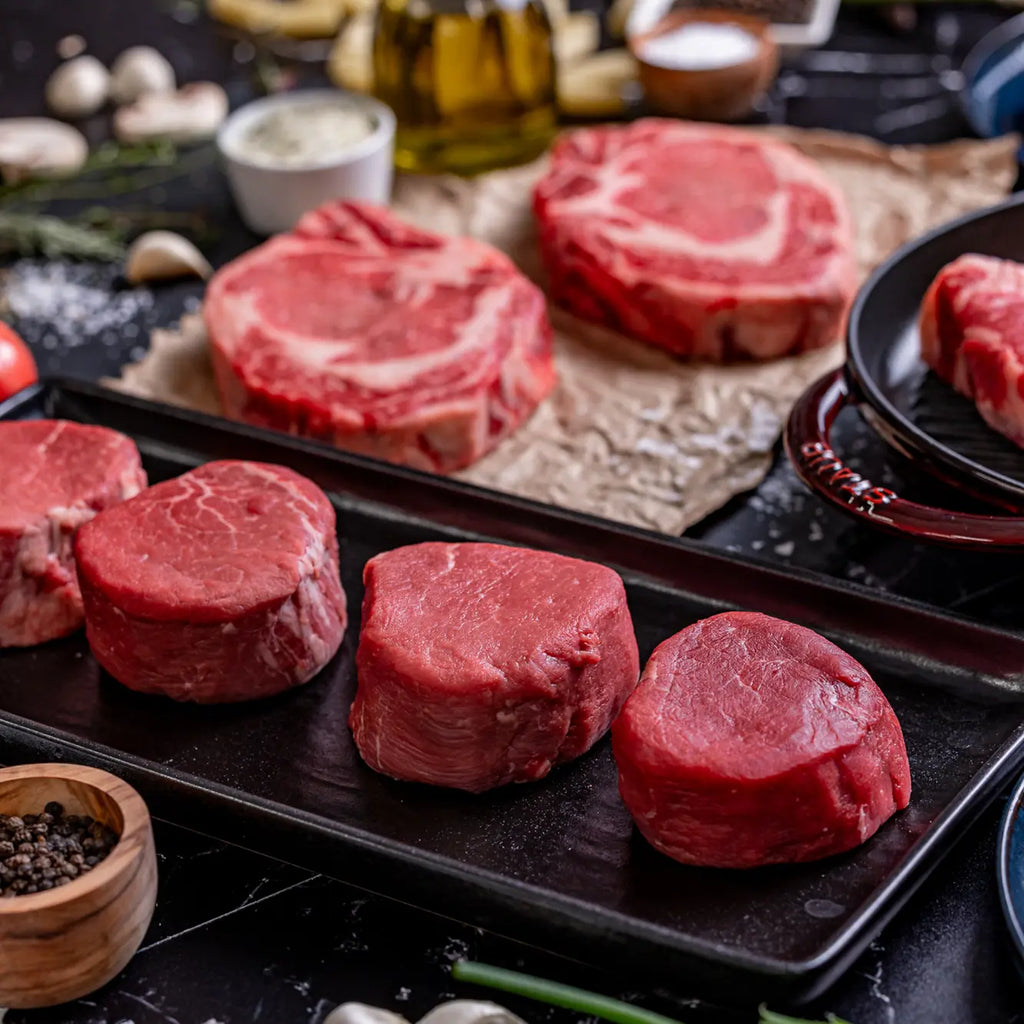 Good Ranchers Ultimate Steak Gift Box - American Filet Mignons, NY Strips, Boneless Ribeyes, and Bone-In Ribeyes